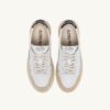 MEDALIST LOW SNEAKERS IN WHITE AND BLACK LEATHER AND BEIGE SUEDE