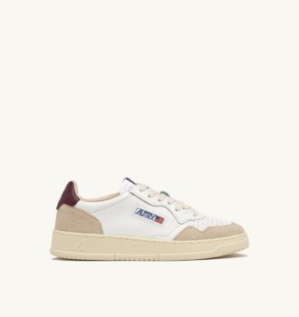 MEDALIST LOW SNEAKERS IN WHITE AND BURGUNDY SUEDE AND LEATHER