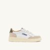 MEDALIST LOW SNEAKERS IN WHITE AND COVERT GREEN LEATHER SUEDE
