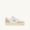 MEDALIST LOW SNEAKERS IN WHITE AND GOLD LEATHER