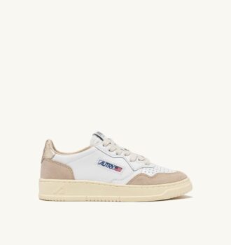 MEDALIST LOW SNEAKERS IN WHITE AND GOLD LEATHER