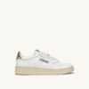 MEDALIST LOW SNEAKERS IN WHITE AND GOLD LEATHER