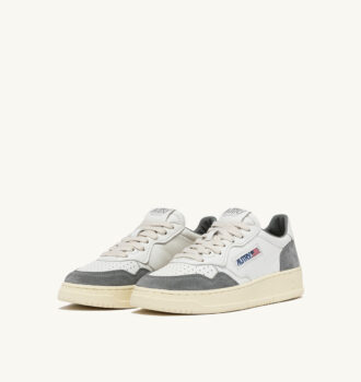 MEDALIST LOW SNEAKERS IN WHITE AND GRAY LEATHER AND SUEDE
