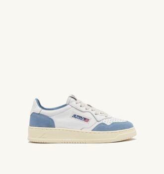 MEDALIST LOW SNEAKERS IN WHITE AND LIGHT BLUE LEATHER AND SUEDE