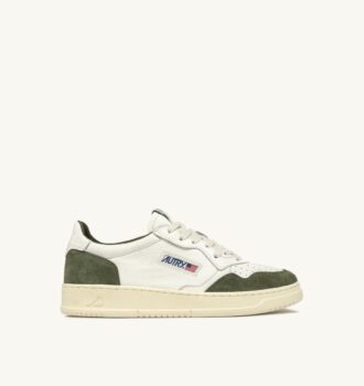 MEDALIST LOW SNEAKERS IN WHITE AND MILITARY LEATHER AND SUEDE