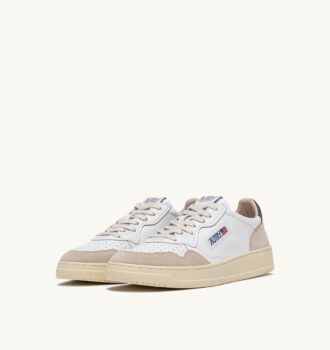 MEDALIST LOW SNEAKERS IN WHITE AND MOREL SUEDE AND LEATHER