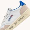 MEDALIST LOW SNEAKERS IN WHITE AND PALACE BLUE LEATHER AND SUEDE WITH LETTERING