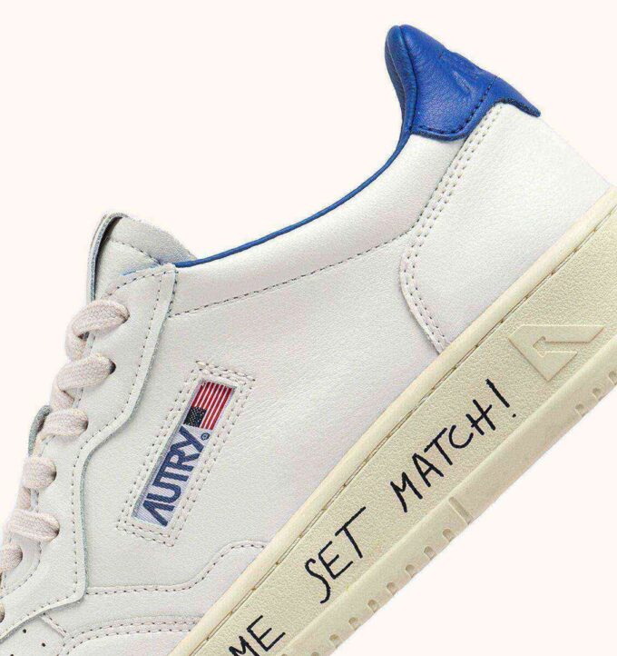 MEDALIST LOW SNEAKERS IN WHITE AND PALACE BLUE LEATHER WITH LETTERING