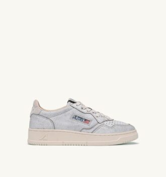 MEDALIST LOW SNEAKERS IN WHITE AND PINK TINT SCRAPED EFFECT SUEDE