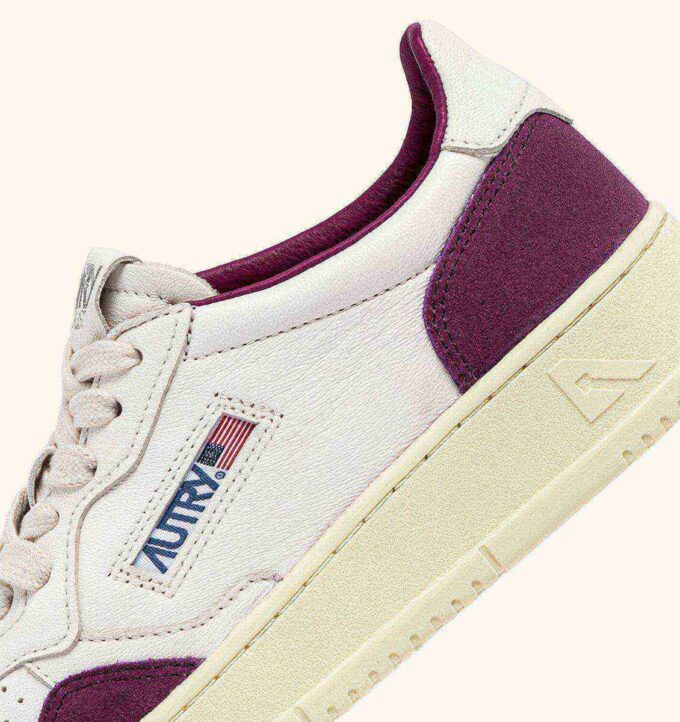 MEDALIST LOW SNEAKERS IN WHITE AND PURPLE LEATHER AND SUEDE