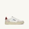 MEDALIST LOW SNEAKERS IN WHITE AND RED LEATHER AND BEIGE SUEDE