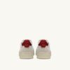 MEDALIST LOW SNEAKERS IN WHITE AND RED LEATHER AND BEIGE SUEDE