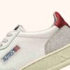 MEDALIST LOW SNEAKERS IN WHITE AND RED LEATHER AND BEIGE SUEDE