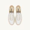 MEDALIST LOW SNEAKERS IN WHITE AND SANDSTORM LEATHER SUEDE