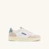 MEDALIST LOW SNEAKERS IN WHITE AND SILVER BLUE LEATHER SUEDE