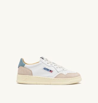 MEDALIST LOW SNEAKERS IN WHITE AND SILVER BLUE LEATHER SUEDE