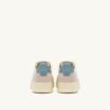 MEDALIST LOW SNEAKERS IN WHITE AND SILVER BLUE LEATHER SUEDE