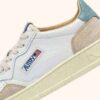 MEDALIST LOW SNEAKERS IN WHITE AND SILVER BLUE LEATHER SUEDE