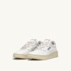 MEDALIST LOW SNEAKERS IN WHITE AND SILVER LEATHER