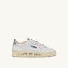 MEDALIST LOW SNEAKERS IN WHITE AND SILVER LEATHER WITH LETTERING
