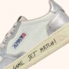 MEDALIST LOW SNEAKERS IN WHITE AND SILVER LEATHER WITH LETTERING