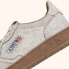 MEDALIST LOW SNEAKERS IN WHITE AND TOBACCO BROWN SCRAPED EFFECT SUEDE