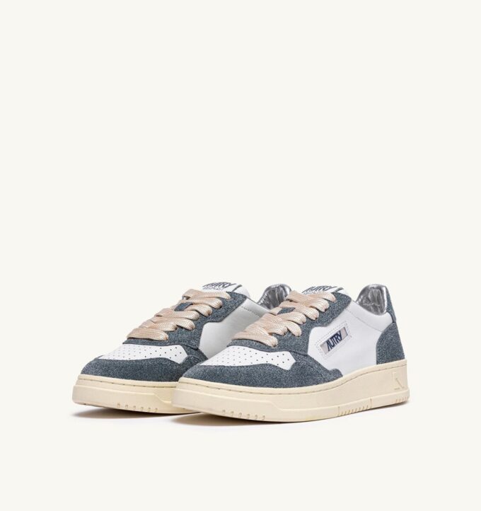 MEDALIST LOW SNEAKERS IN WHITE LEATHER AND ASH GLITTER