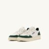 MEDALIST LOW SNEAKERS IN WHITE LEATHER AND BOTTLE GREEN SUEDE