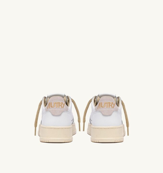 MEDALIST LOW SNEAKERS IN WHITE LEATHER AND DETAILS IN GOLD LUREX