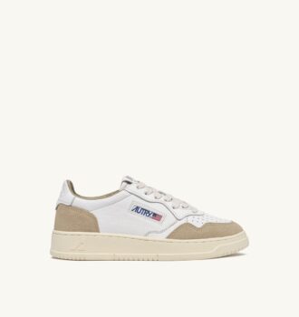 MEDALIST LOW SNEAKERS IN WHITE LEATHER AND SPONGE SUEDE