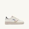 MEDALIST LOW SNEAKERS IN WHITE TEXTURED LEATHER WITH SILVER AND PINK DETAILS
