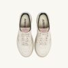MEDALIST LOW SNEAKERS IN WHITE TEXTURED LEATHER WITH SILVER AND PINK DETAILS