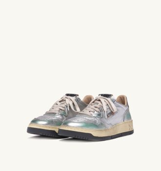 MEDALIST LOW SNEAKERS SUPER VINTAGE IN SILVER TONE METALIZED LEATHER