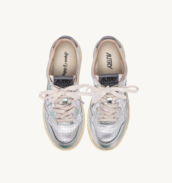 MEDALIST LOW SNEAKERS SUPER VINTAGE IN SILVER TONE METALIZED LEATHER