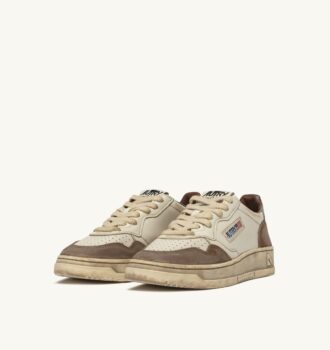 MEDALIST LOW SNEAKERS SUPER VINTAGE IN WHITE AND SILVER LEATHER AND BURNED SUEDE