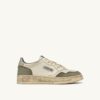 MEDALIST LOW SNEAKERS SUPER VINTAGE IN WHITE AND SILVER LEATHER AND LIZARD SUEDE