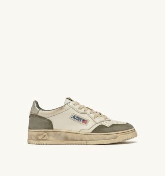 MEDALIST LOW SNEAKERS SUPER VINTAGE IN WHITE AND SILVER LEATHER AND LIZARD SUEDE