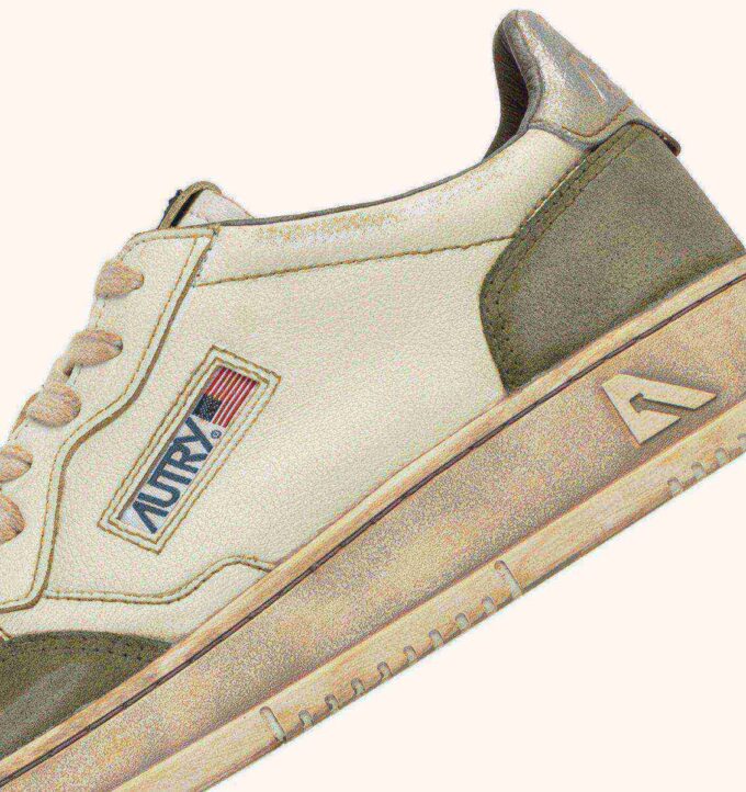 MEDALIST LOW SNEAKERS SUPER VINTAGE IN WHITE AND SILVER LEATHER AND LIZARD SUEDE