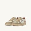 MEDALIST LOW SNEAKERS SUPER VINTAGE IN WHITE CAMEO BROWN AND SAFARI LEATHER