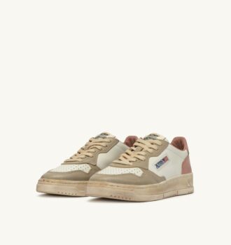 MEDALIST LOW SNEAKERS SUPER VINTAGE IN WHITE CAMEO BROWN AND SAFARI LEATHER