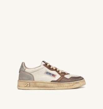 MEDALIST LOW SNEAKERS SUPER VINTAGE IN WHITE CHOCOLATE AND SILVER LEATHER