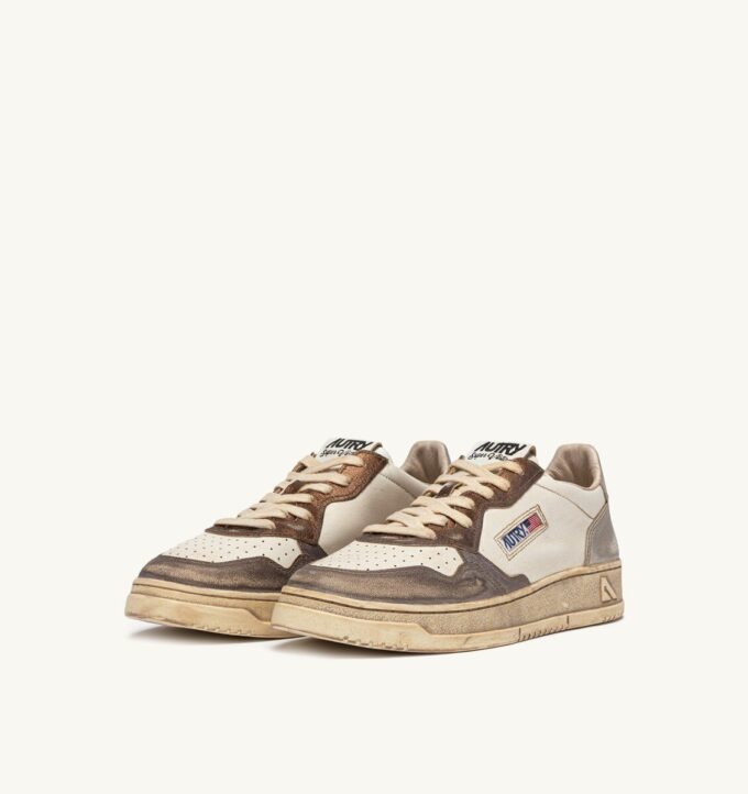 MEDALIST LOW SNEAKERS SUPER VINTAGE IN WHITE CHOCOLATE AND SILVER LEATHER