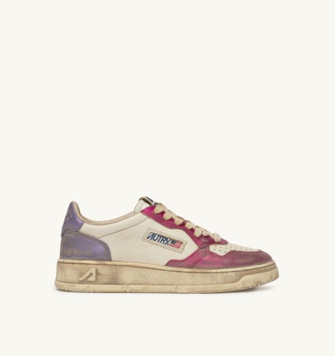 MEDALIST LOW SNEAKERS SUPER VINTAGE IN WHITE FUCHSIA AND VIOLET LEATHER