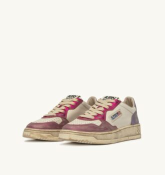 MEDALIST LOW SNEAKERS SUPER VINTAGE IN WHITE FUCHSIA AND VIOLET LEATHER