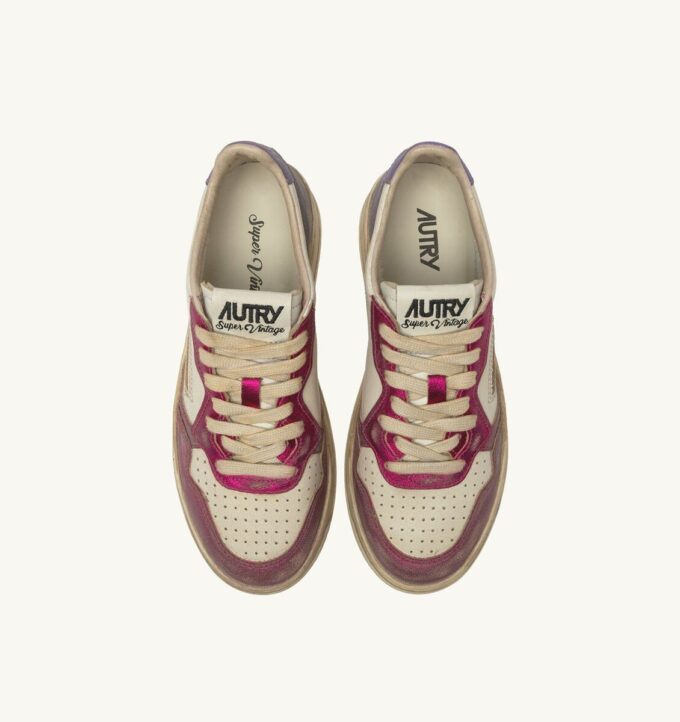 MEDALIST LOW SNEAKERS SUPER VINTAGE IN WHITE FUCHSIA AND VIOLET LEATHER
