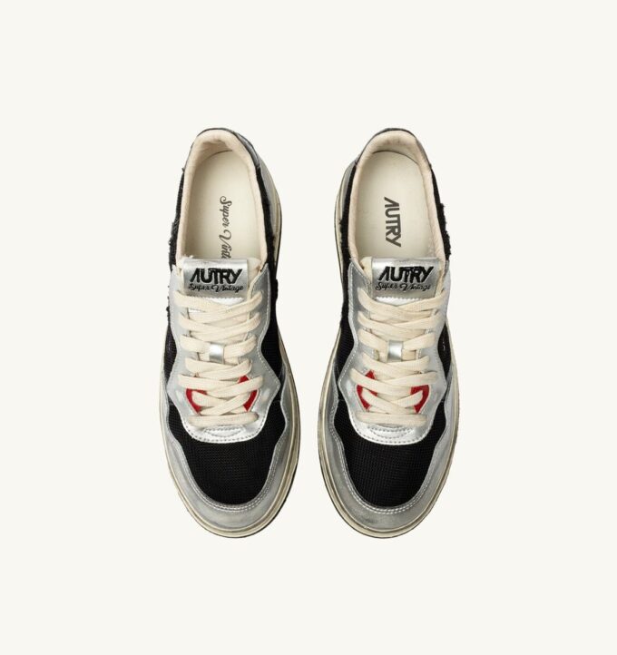 MEDALIST LOW SNEAKERS SUPER VINTAGE IN WHITE MESH SILVER SUEDE AND BLACK LEATHER MEDALIST LOW SNEAKERS SUPER VINTAGE IN WHITE MESH SILVER SUEDE AND BLACK LEATHER