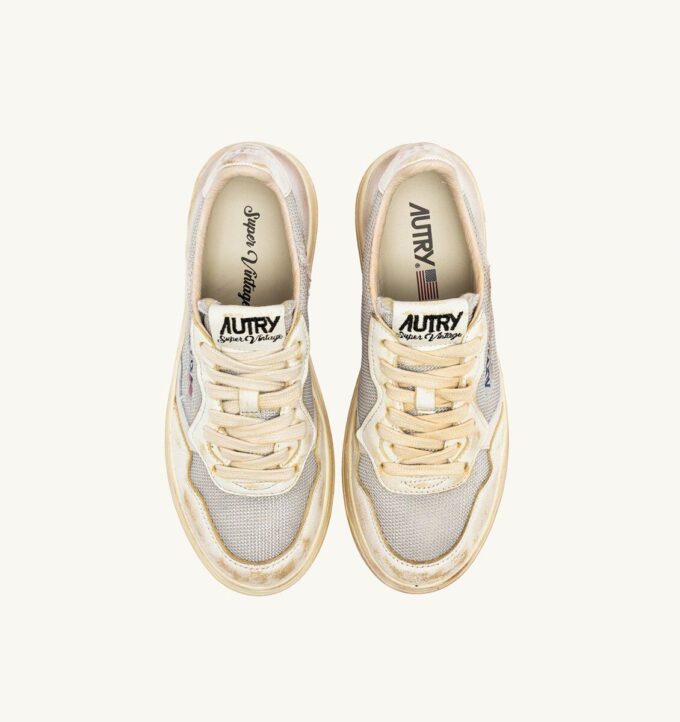 MEDALIST LOW SUPER VINTAGE SNEAKERS IN GRAY AND WHITE LEATHER AND MESH