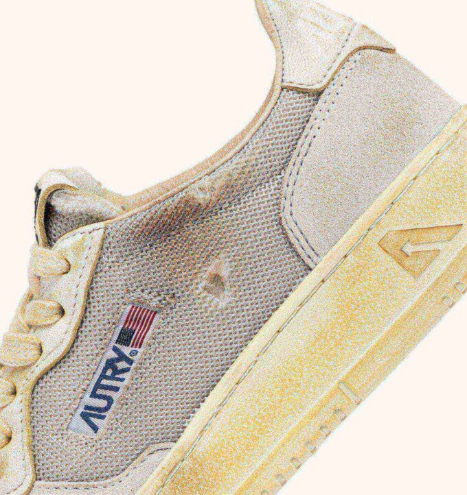 MEDALIST LOW SUPER VINTAGE SNEAKERS IN GRAY AND WHITE LEATHER AND MESH