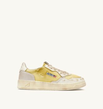 MEDALIST LOW SUPER VINTAGE SNEAKERS IN IVORY AND WHITE LEATHER AND MESH