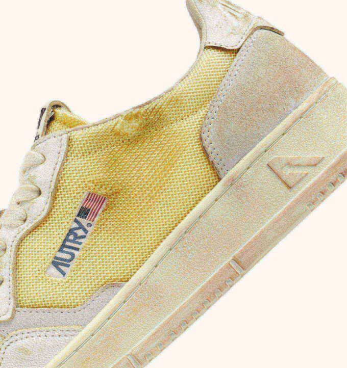MEDALIST LOW SUPER VINTAGE SNEAKERS IN IVORY AND WHITE LEATHER AND MESH
